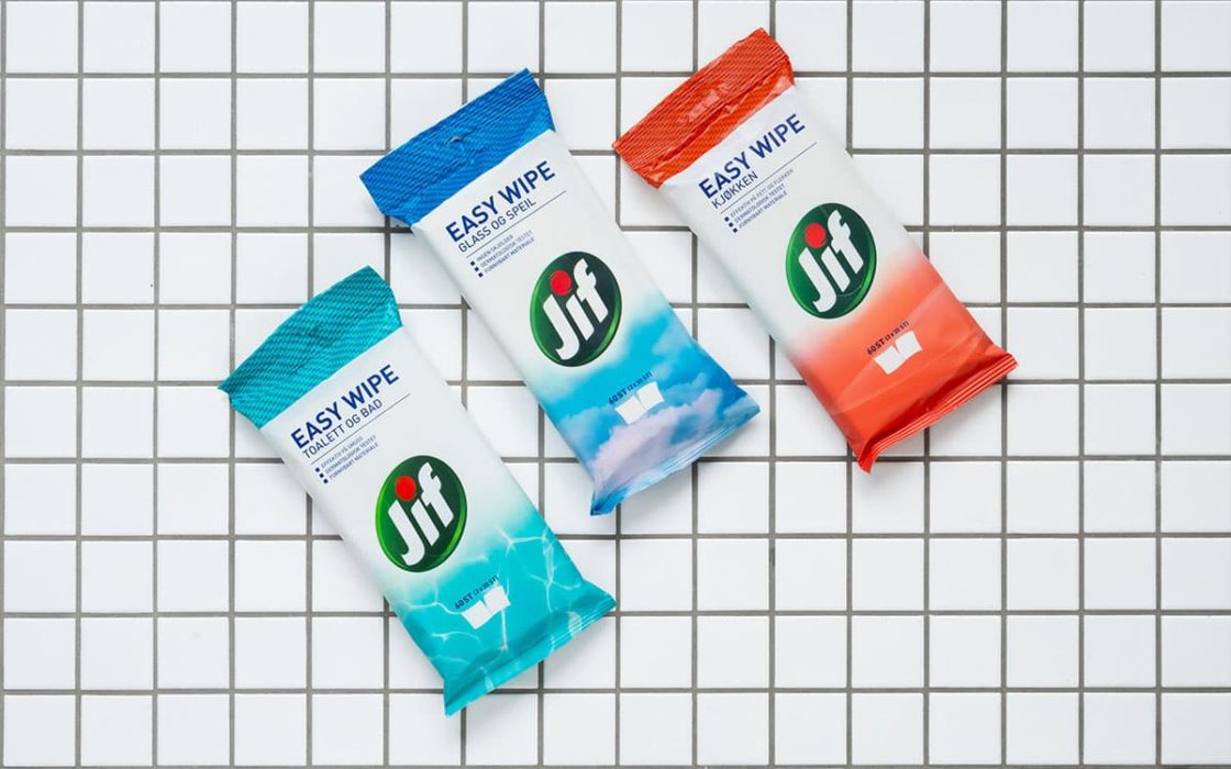 Jif Easy Wipe: Engangskluter for bad, kjøkken og glass.