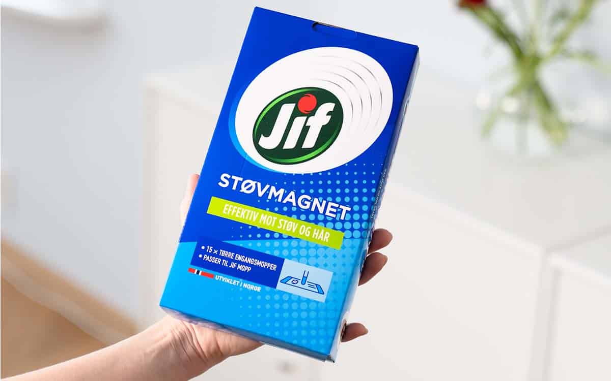 Jif Støvmagnet er perfekt til å vaske persienner.